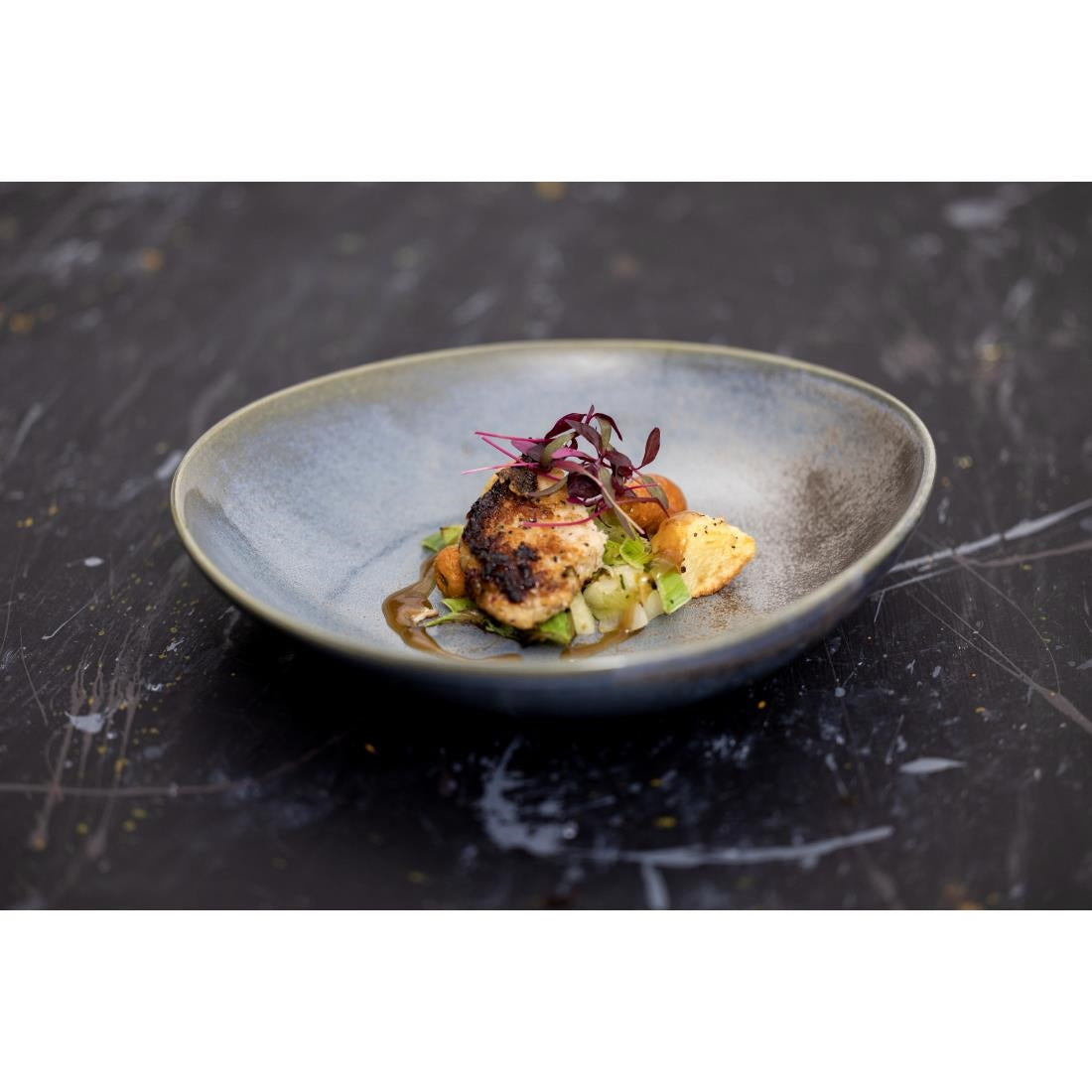 FU181 Olympia Ember Blue Triangle Bowls 245mm (Pack of 4)