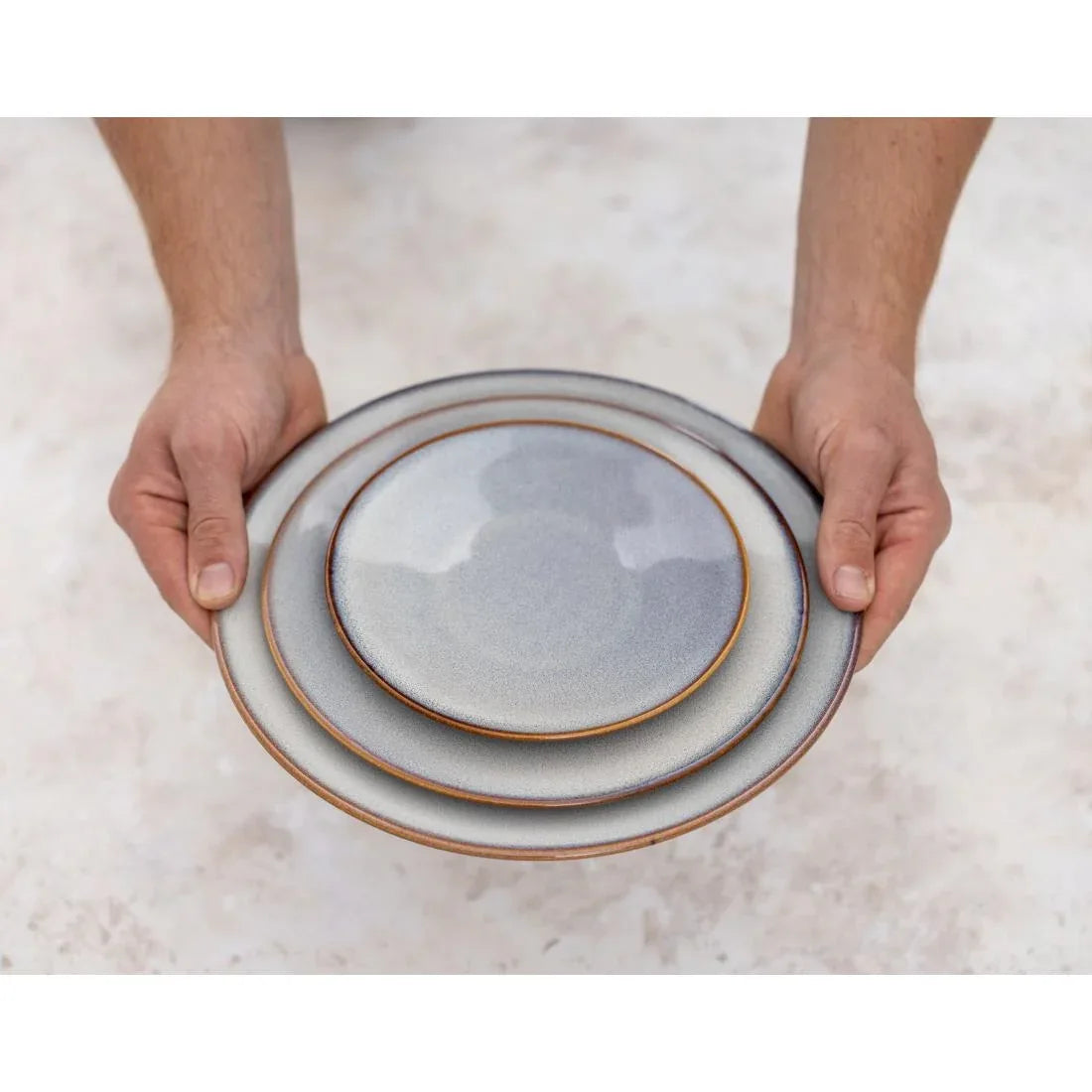 FU187 Olympia Drift Grey Plain Coupe Plate 280mm (Pack of 4)