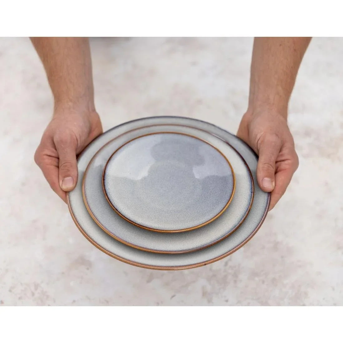 FU188 Olympia Drift Grey Plain Coupe Plates 230mm (Pack of 6)