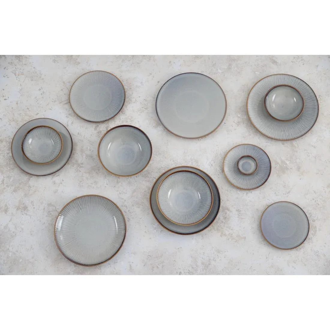 FU194 Olympia Drift Grey Embossed Coupe Plates 280mm (Pack of 4)