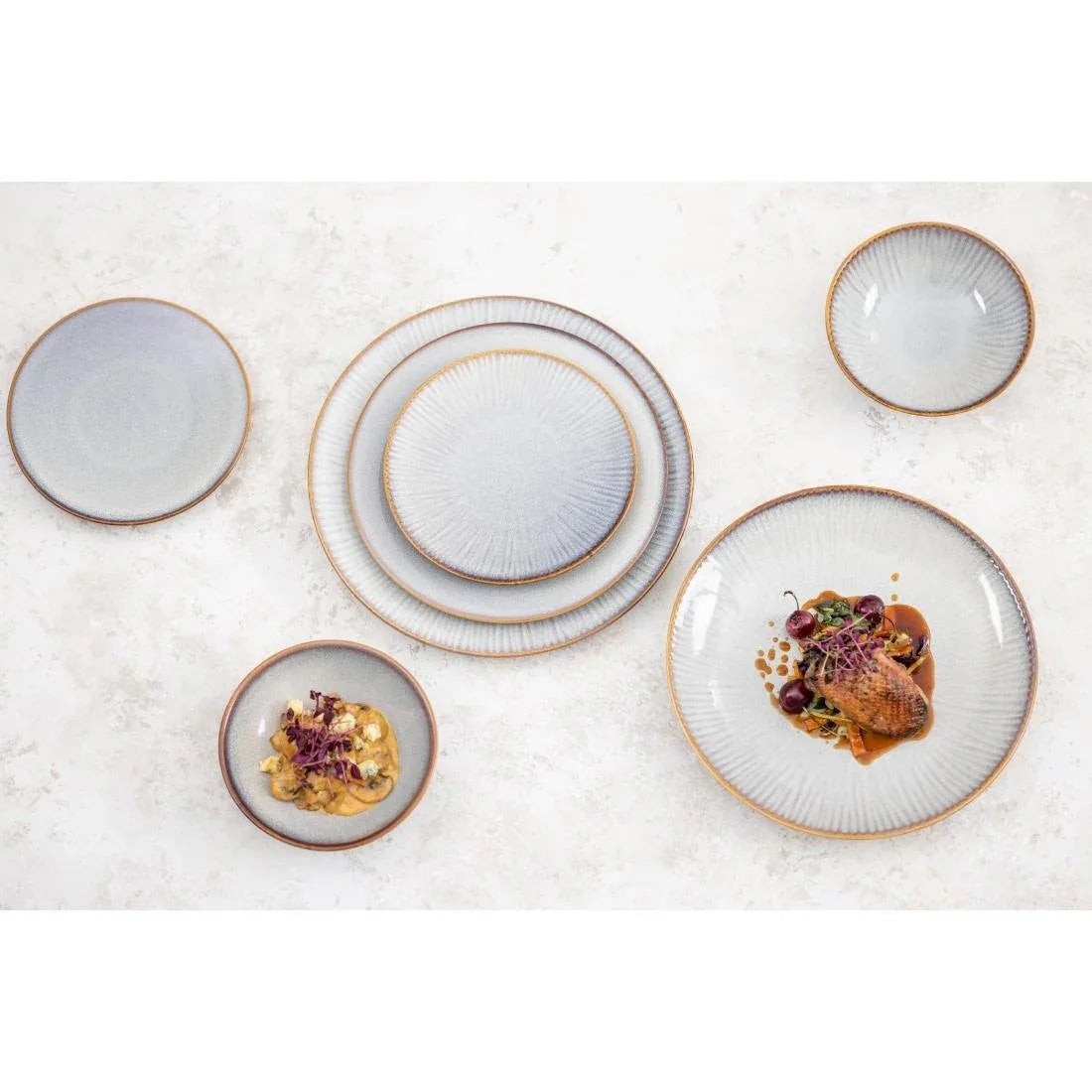 FU189 Olympia Drift Grey Plain Coupe Plates 180mm (Pack of 6)