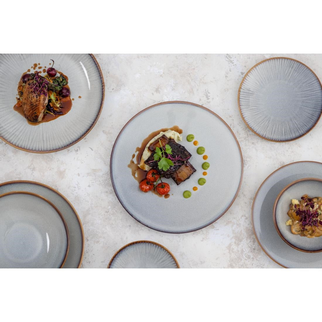 FU188 Olympia Drift Grey Plain Coupe Plates 230mm (Pack of 6)