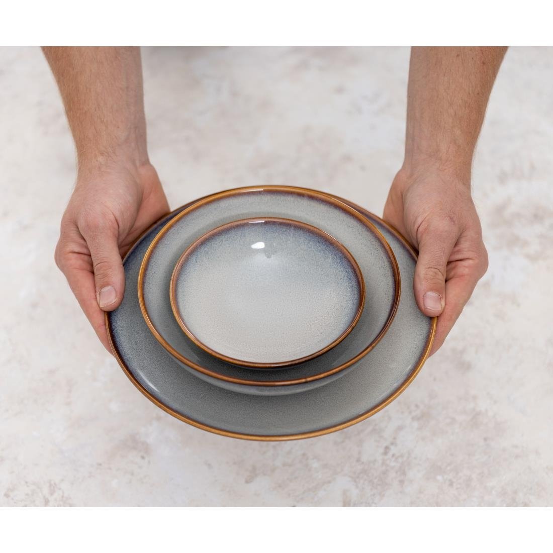 FU191 Olympia Drift Grey Plain Coupe Bowls 205mm (Pack of 4)