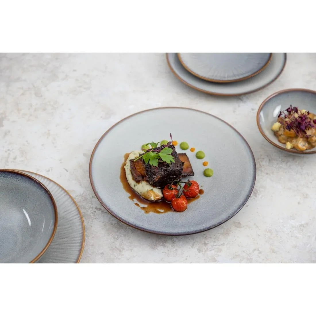 FU196 Olympia Drift Grey Embossed Coupe Plates 180mm (Pack of 6)