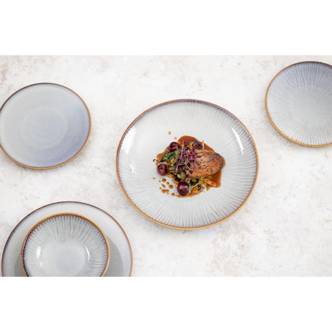 FU196 Olympia Drift Grey Embossed Coupe Plates 180mm (Pack of 6)