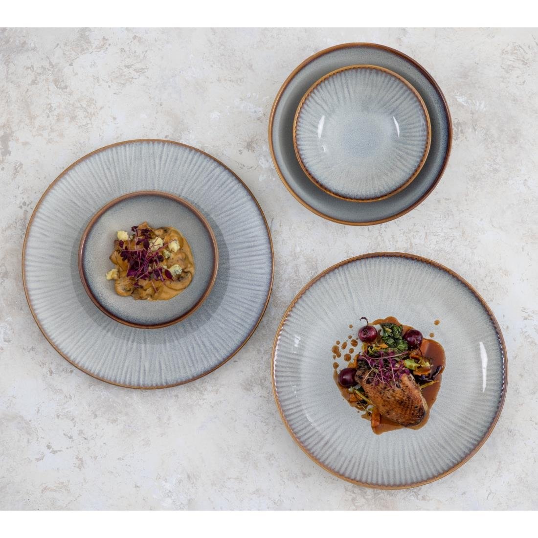 FU199 Olympia Drift Grey Embossed Coupe Bowls 155mm (Pack of 6)