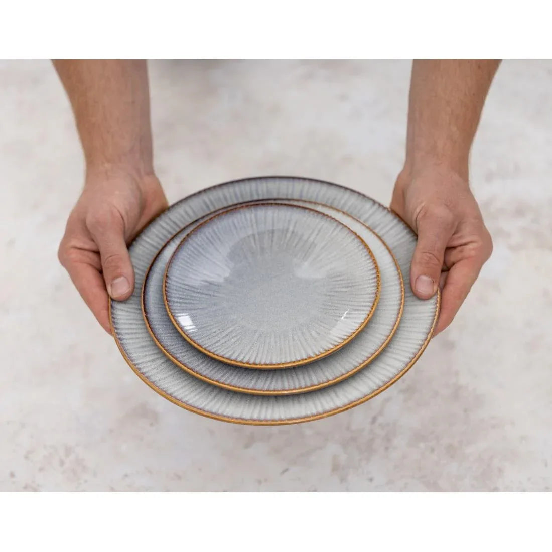 FU194 Olympia Drift Grey Embossed Coupe Plates 280mm (Pack of 4)