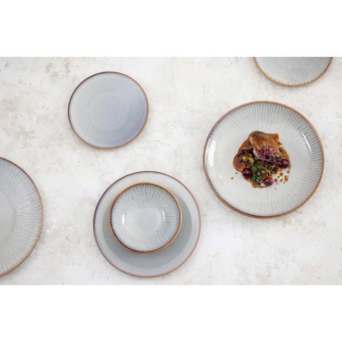 FU194 Olympia Drift Grey Embossed Coupe Plates 280mm (Pack of 4)