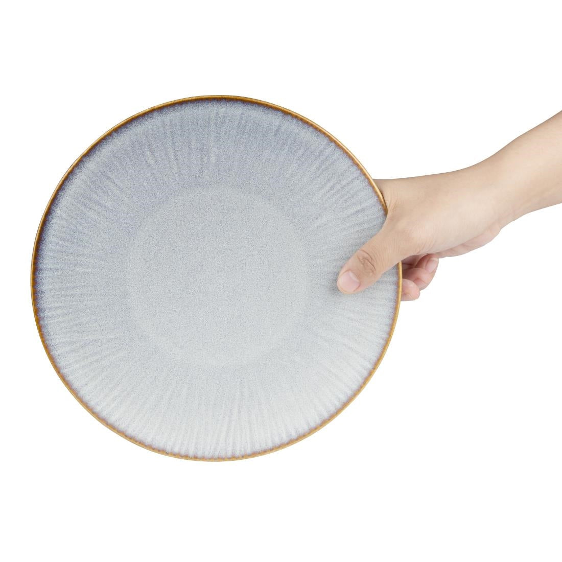 FU195 Olympia Drift Grey Embossed Coupe Plates 220mm (Pack of 6)