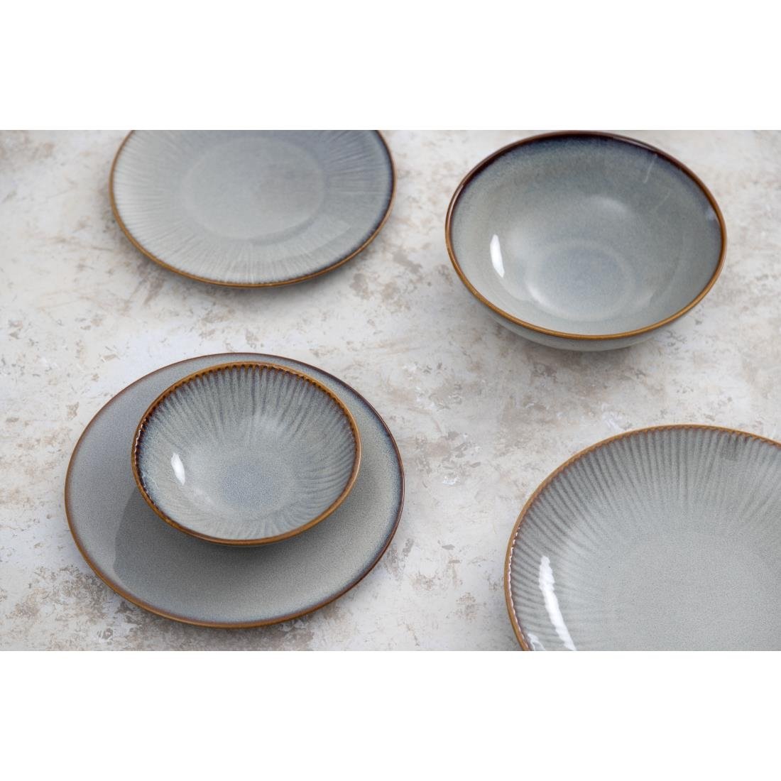 FU199 Olympia Drift Grey Embossed Coupe Bowls 155mm (Pack of 6)