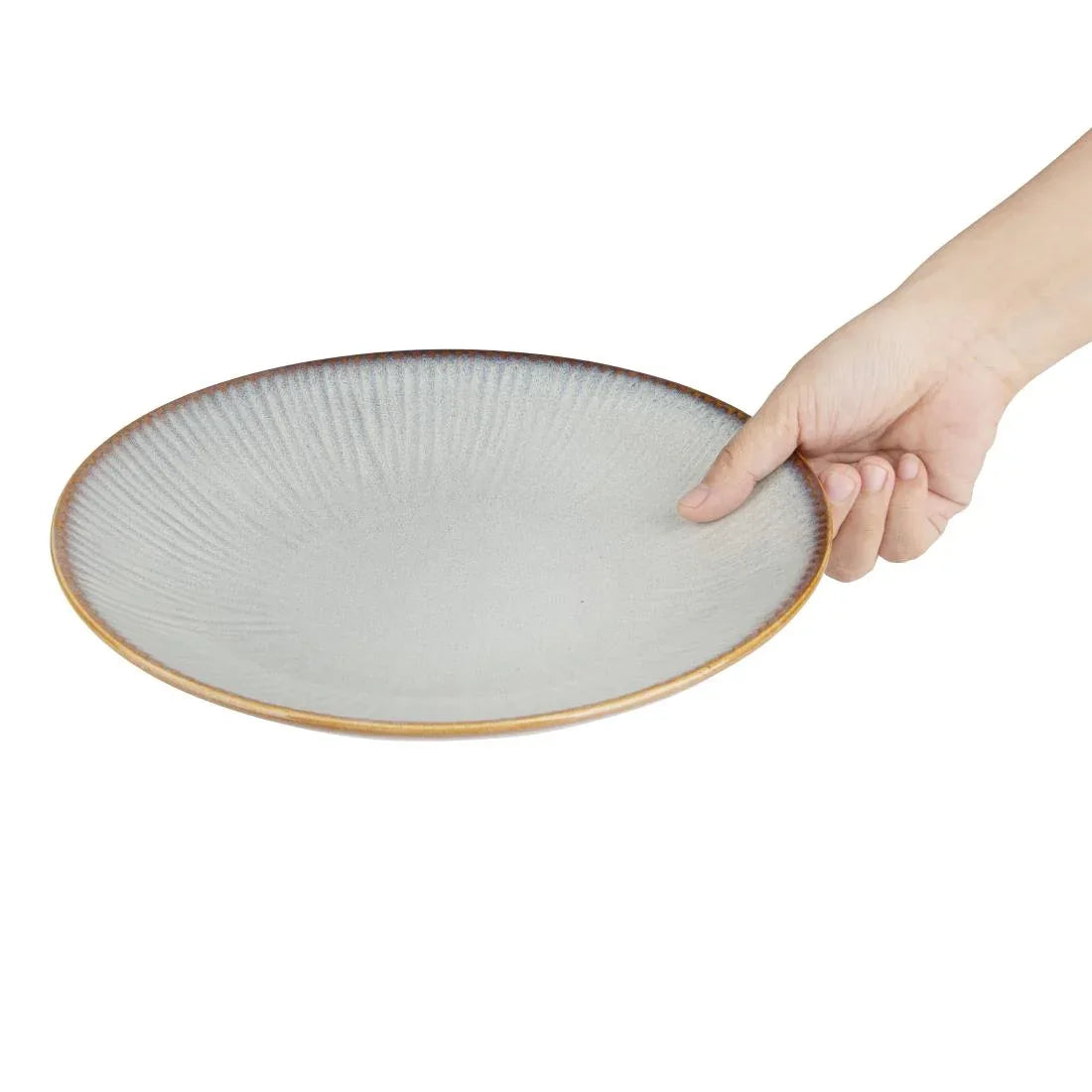 FU197 Olympia Drift Grey Embossed Coupe Low Bowls 260mm (Pack of 4)