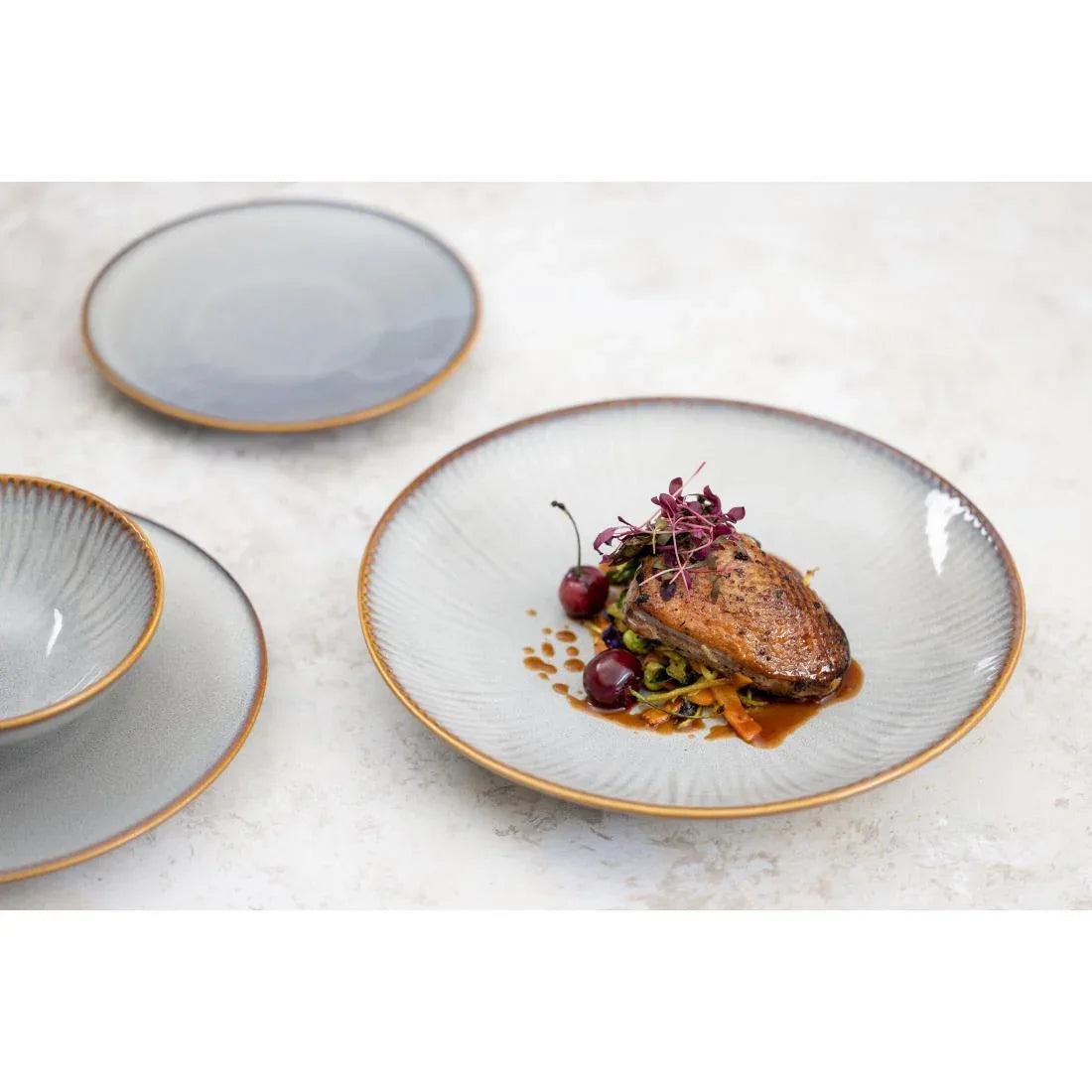 FU187 Olympia Drift Grey Plain Coupe Plate 280mm (Pack of 4)