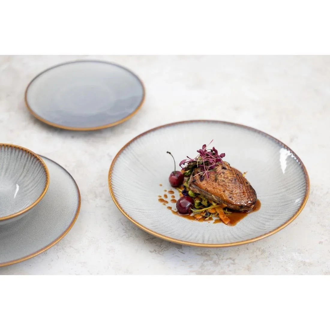 FU199 Olympia Drift Grey Embossed Coupe Bowls 155mm (Pack of 6)