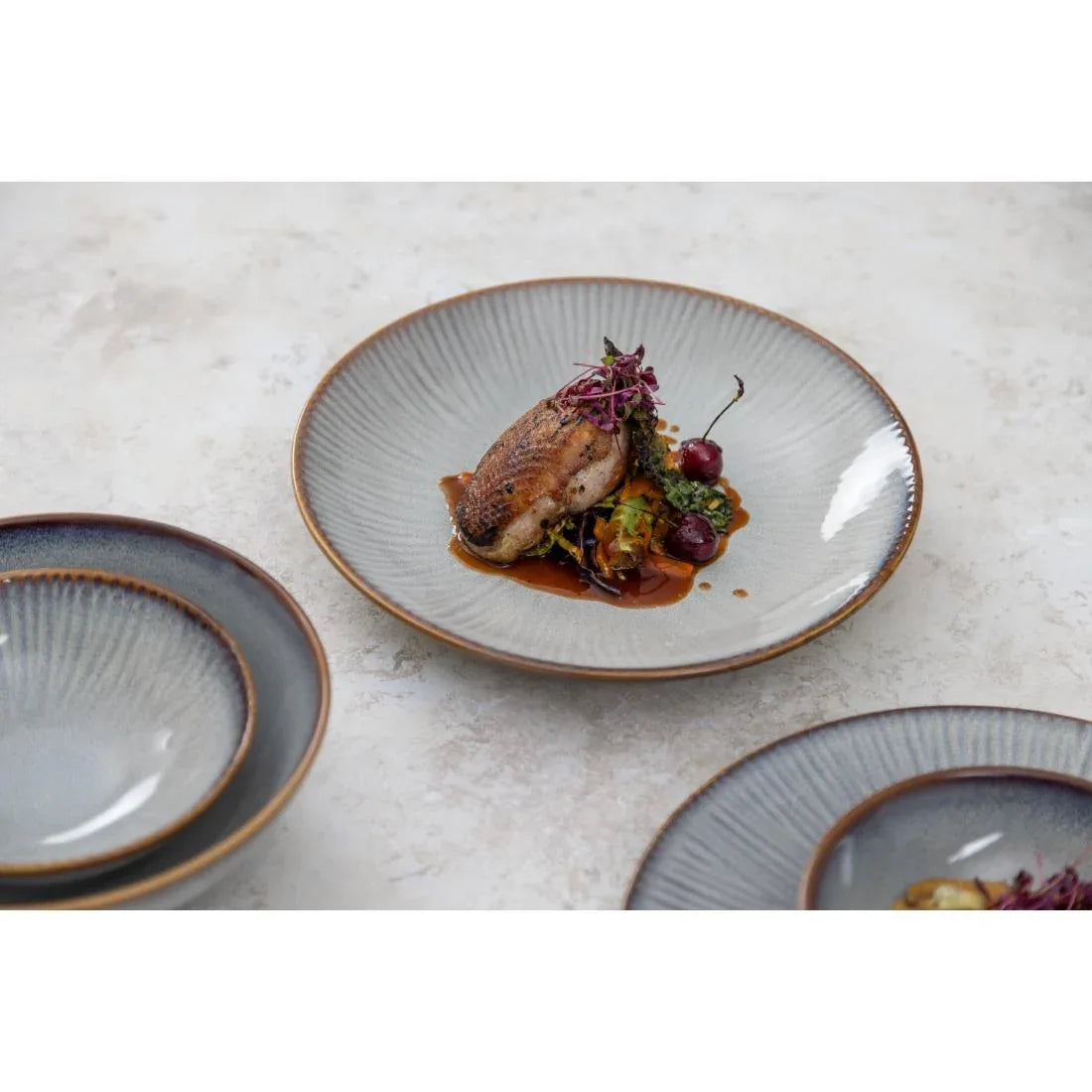 FU191 Olympia Drift Grey Plain Coupe Bowls 205mm (Pack of 4)