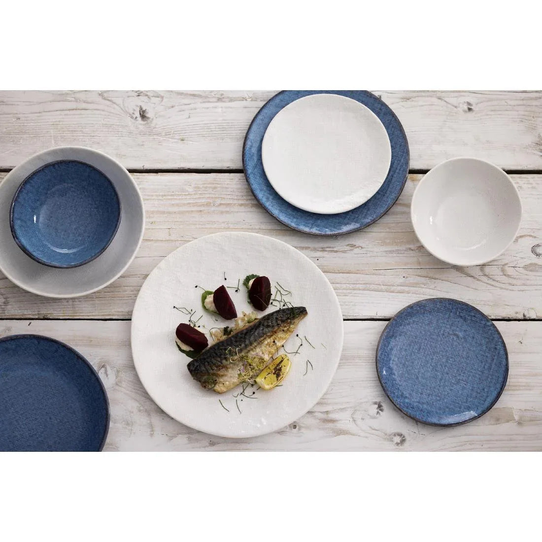 FU225 Olympia Denim White Coupe Plates 180mm (Pack of 6)