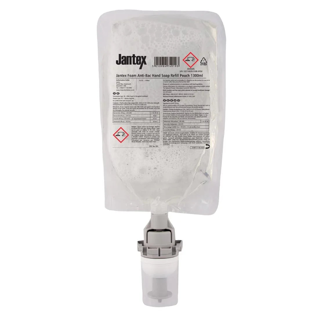 FU378 Jantex Foam Anti-Bac Hand Soap Refill Pouch 1300ml - JD Catering Equipment Solutions Ltd