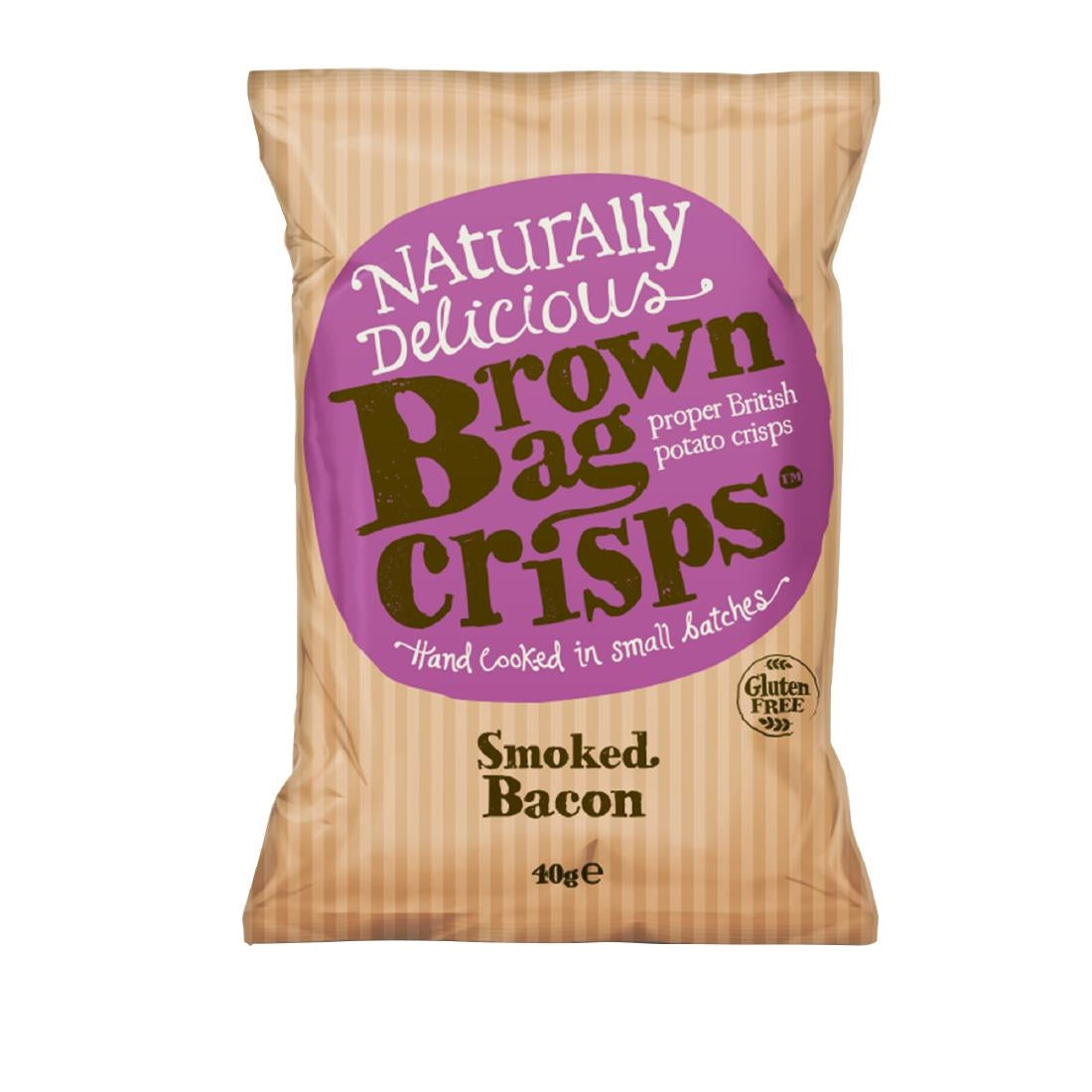 FU433 Brown Bag Crisps Smoked Bacon 40g (Pack of 20)