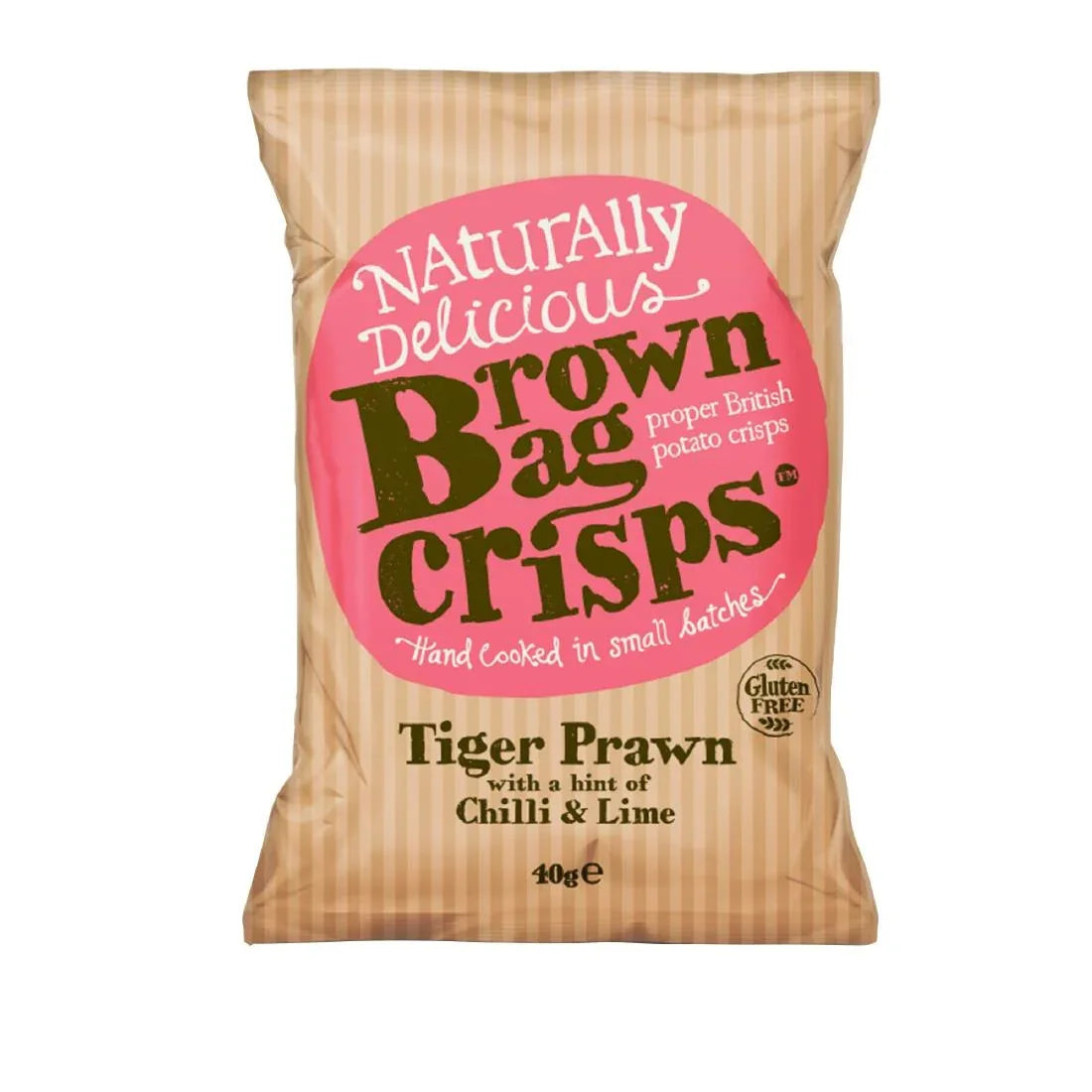 FU434 Brown Bag Crisps Tiger Prawn Chilli and Lime 40g (Pack of 20) - JD Catering Equipment Solutions Ltd