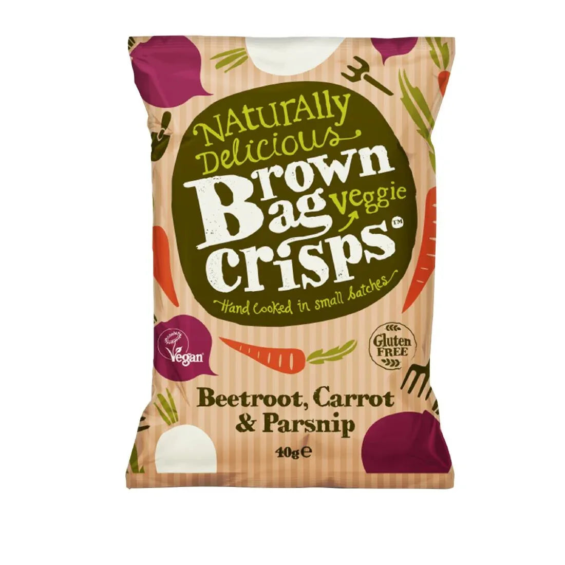 FU436 Brown Bag Crisps Lightly Salted Veggie Crisps 40g (Pack of 15) - JD Catering Equipment Solutions Ltd