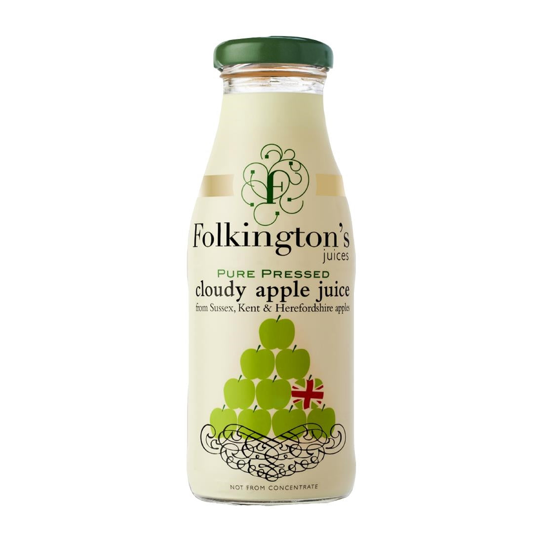 FU462 Folkington's Juices Apple Glass Bottle 250ml (Pack of 12)
