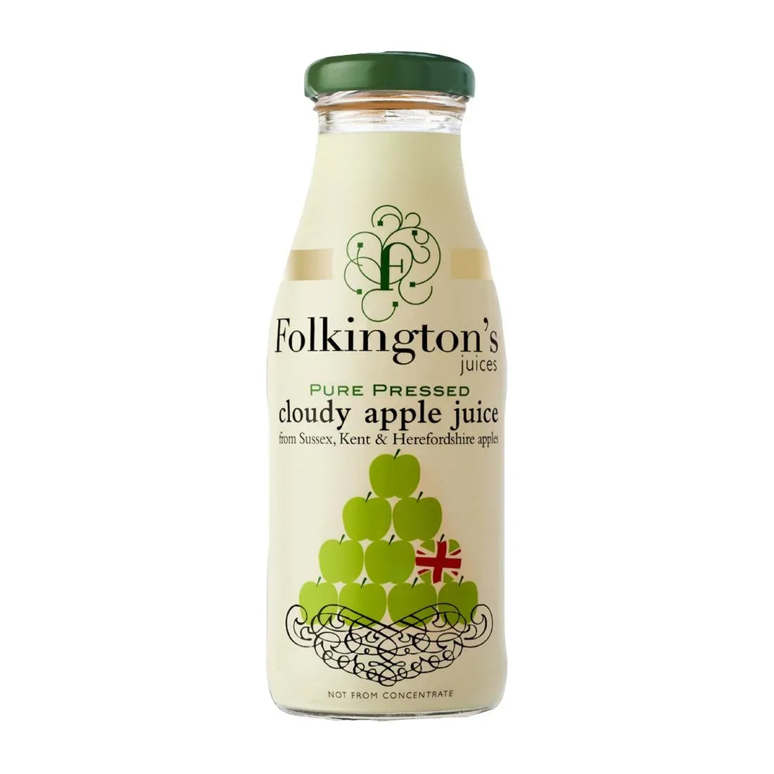 FU462 Folkington's Juices Apple Glass Bottle 250ml (Pack of 12) - JD Catering Equipment Solutions Ltd