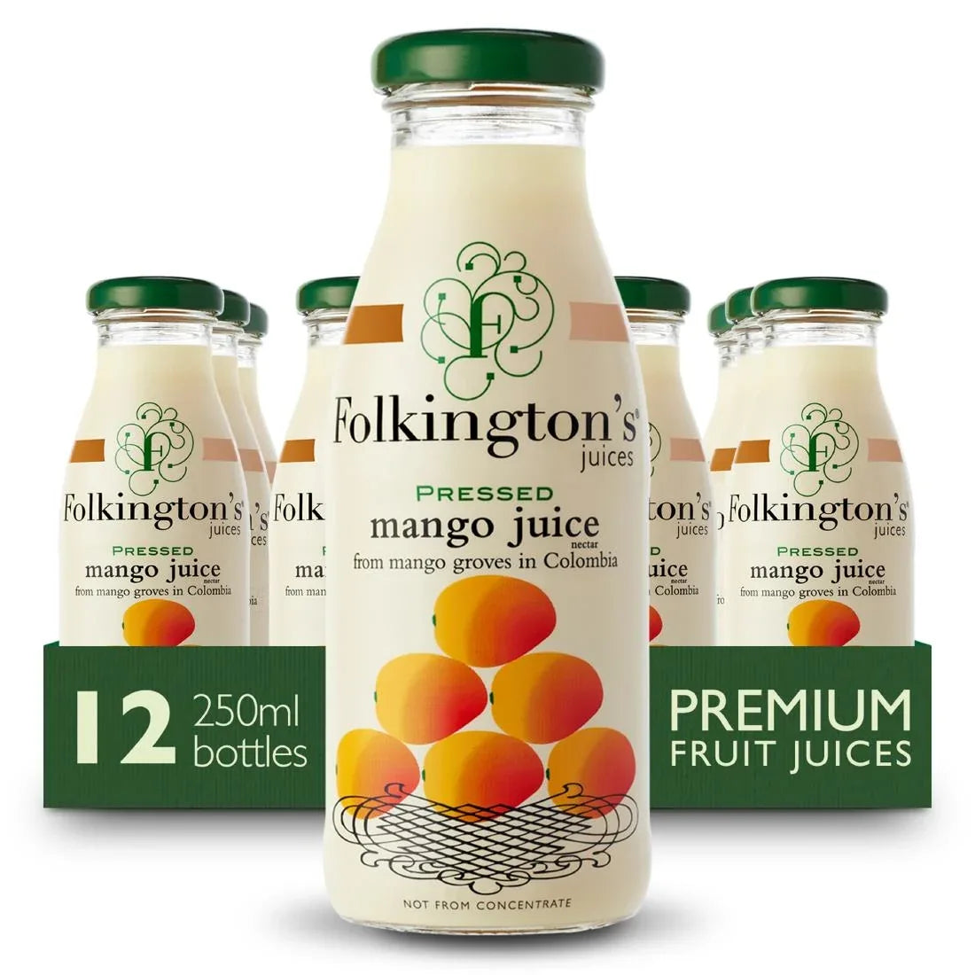 FU463 Folkington's Juices Mango Glass Bottle 250ml (Pack of 12) - JD Catering Equipment Solutions Ltd
