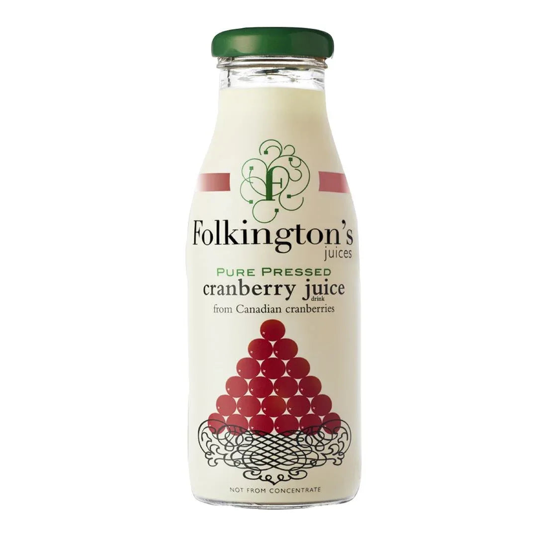 FU465 Folkington's Juices Cranberry Glass Bottle 250ml (Pack of 12) - JD Catering Equipment Solutions Ltd