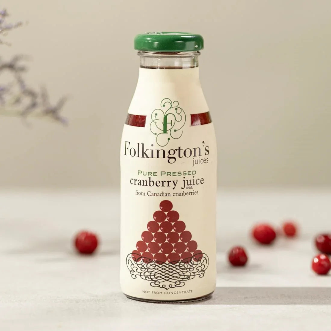 FU465 Folkington's Juices Cranberry Glass Bottle 250ml (Pack of 12) - JD Catering Equipment Solutions Ltd