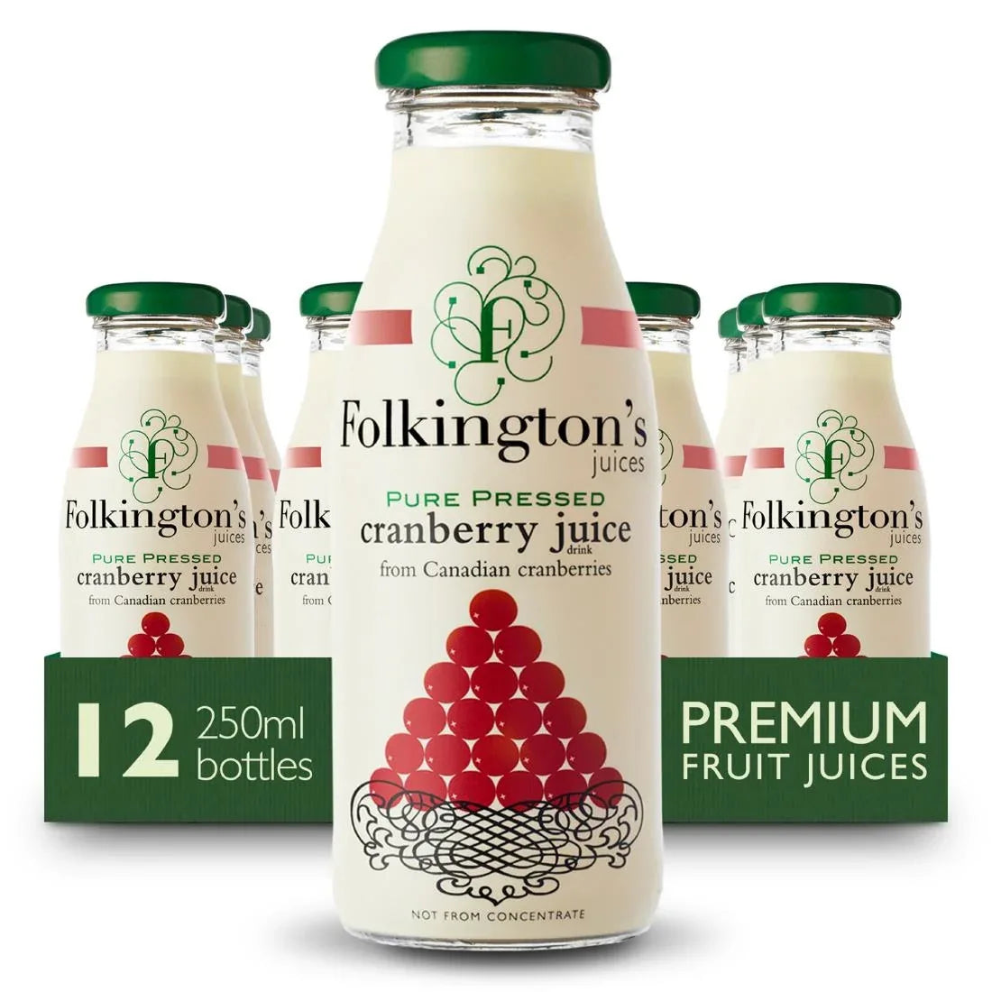 FU465 Folkington's Juices Cranberry Glass Bottle 250ml (Pack of 12) - JD Catering Equipment Solutions Ltd
