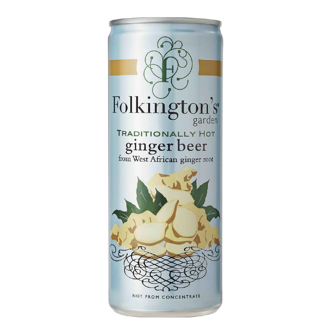 FU467 Folkington's Sparkling Drinks Ginger Beer Can 250ml (Pack of 12)