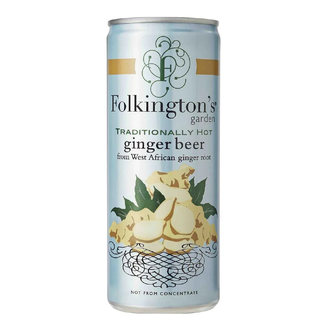 FU467 Folkington's Sparkling Drinks Ginger Beer Can 250ml (Pack of 12) - JD Catering Equipment Solutions Ltd