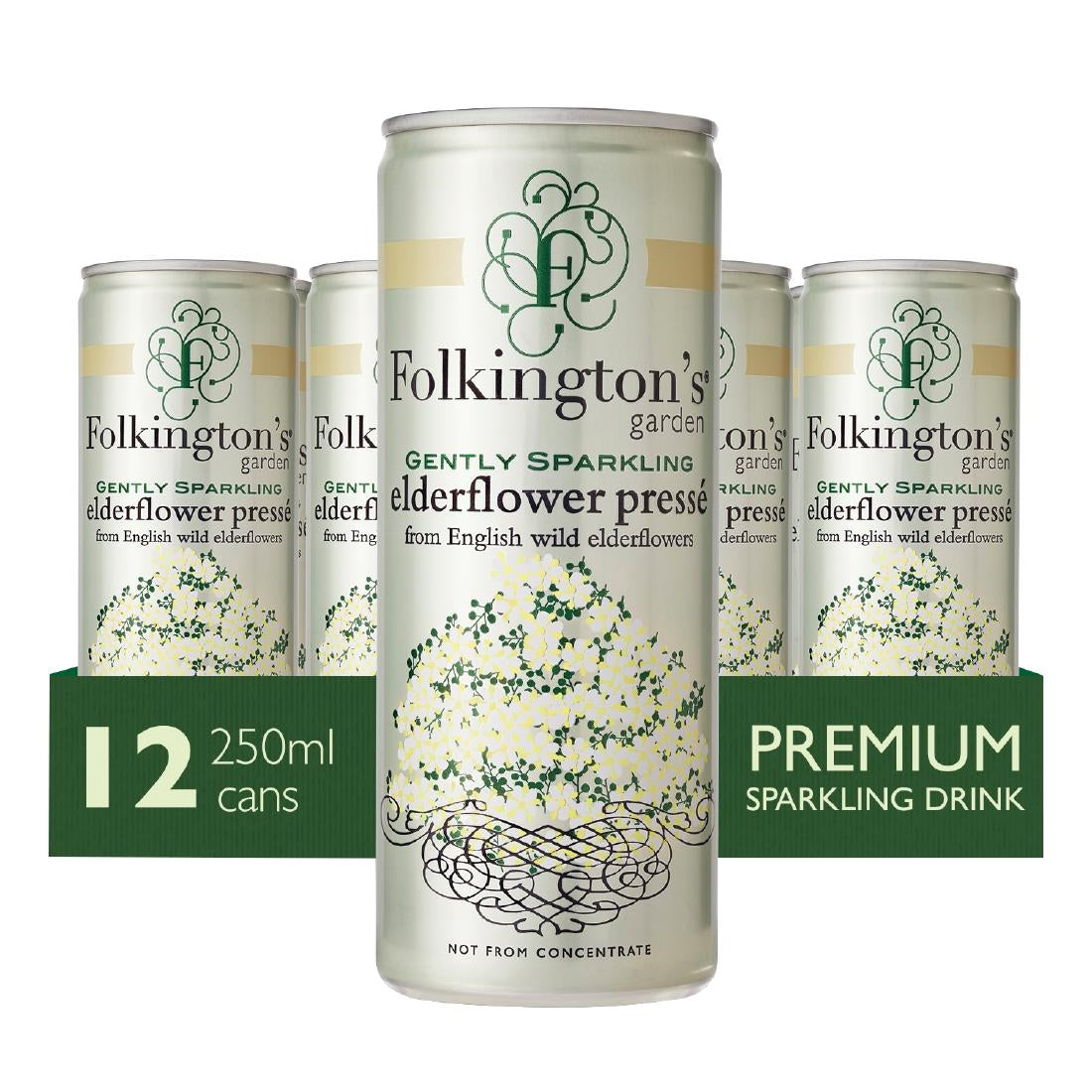 FU468 Folkington's Sparkling Drinks Elderflower Can 250ml (Pack of 12)