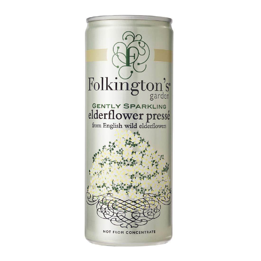 FU468 Folkington's Sparkling Drinks Elderflower Can 250ml (Pack of 12)