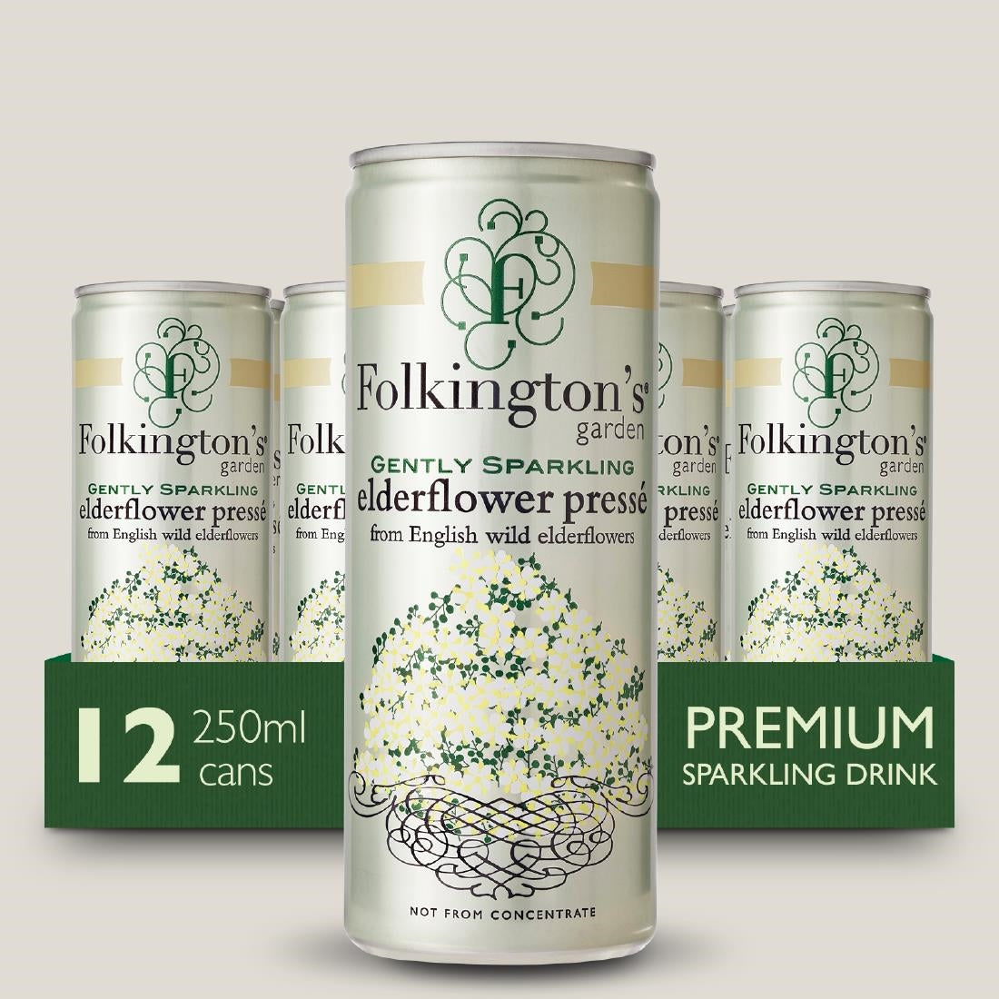 FU468 Folkington's Sparkling Drinks Elderflower Can 250ml (Pack of 12)