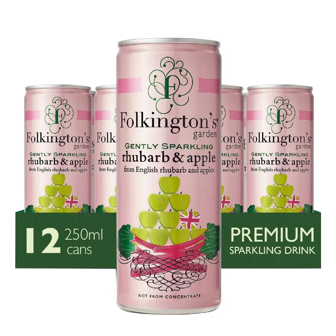 FU469 Folkington's Sparkling Drinks Rhubarb & Apple Can 250ml (Pack of 12) - JD Catering Equipment Solutions Ltd