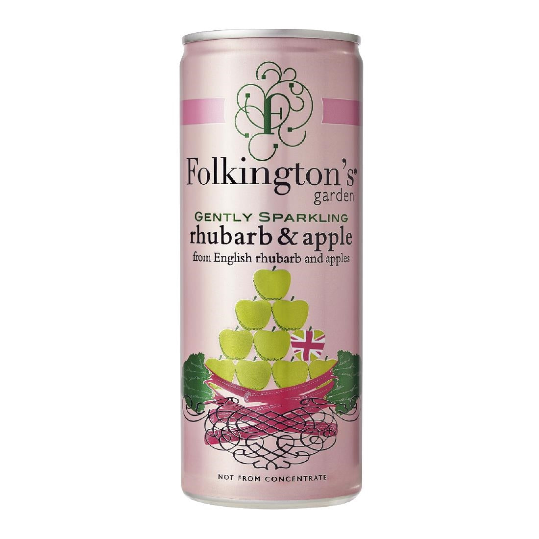 FU469 Folkington's Sparkling Drinks Rhubarb & Apple Can 250ml (Pack of 12)