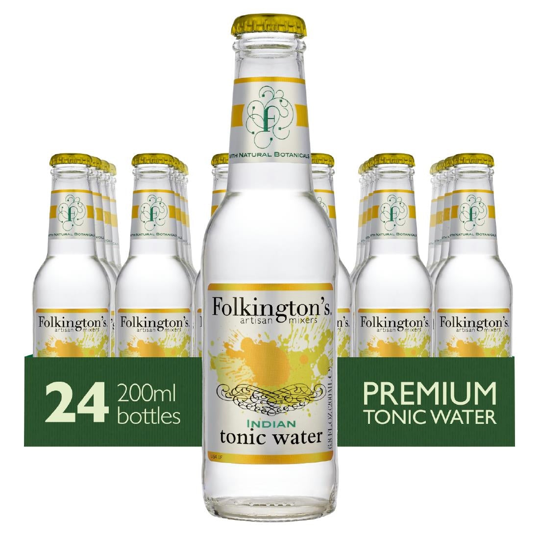 FU471 Folkington's Indian Tonic Water Glass Bottle 200ml (Pack of 24)