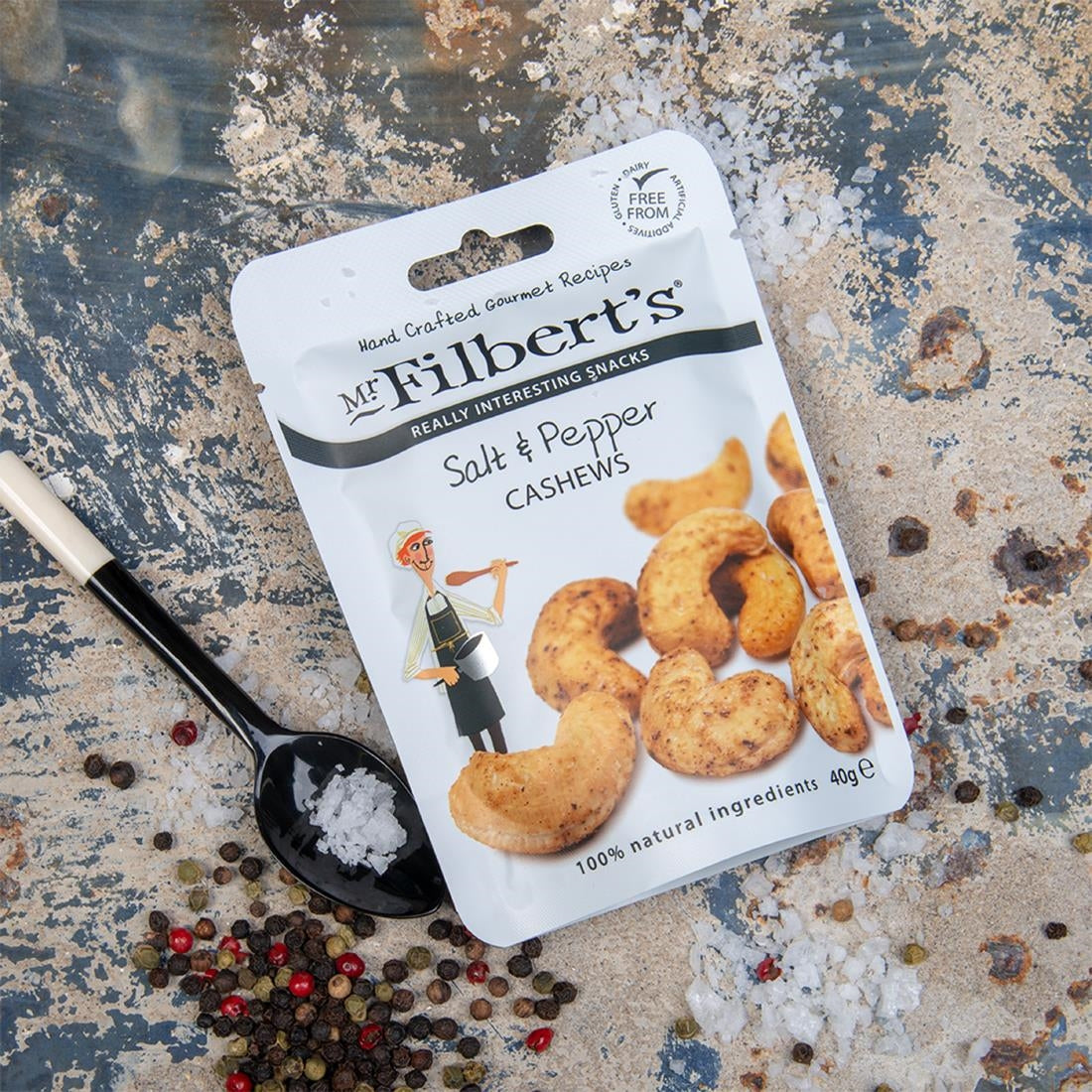 FU479 Mr Filbert's Salt & Pepper Cashews 40g (Pack of 20)