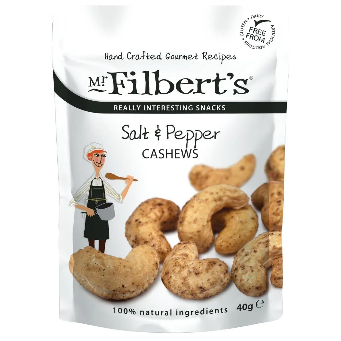FU479 Mr Filbert's Salt & Pepper Cashews 40g (Pack of 20) - JD Catering Equipment Solutions Ltd
