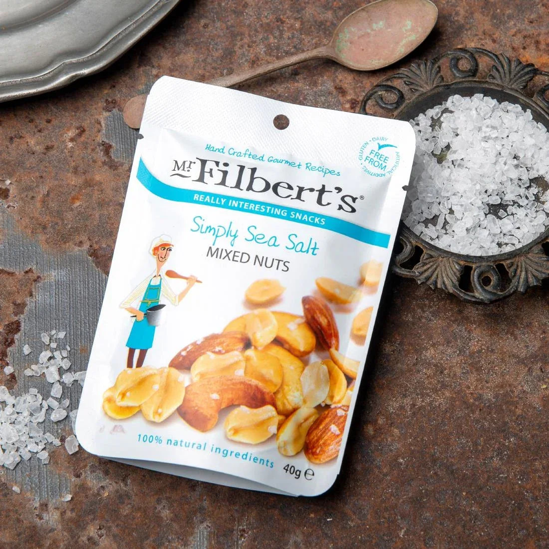 FU481 Mr Filbert's Simply Sea Salt Mixed Nuts 40g (Pack of 20) - JD Catering Equipment Solutions Ltd