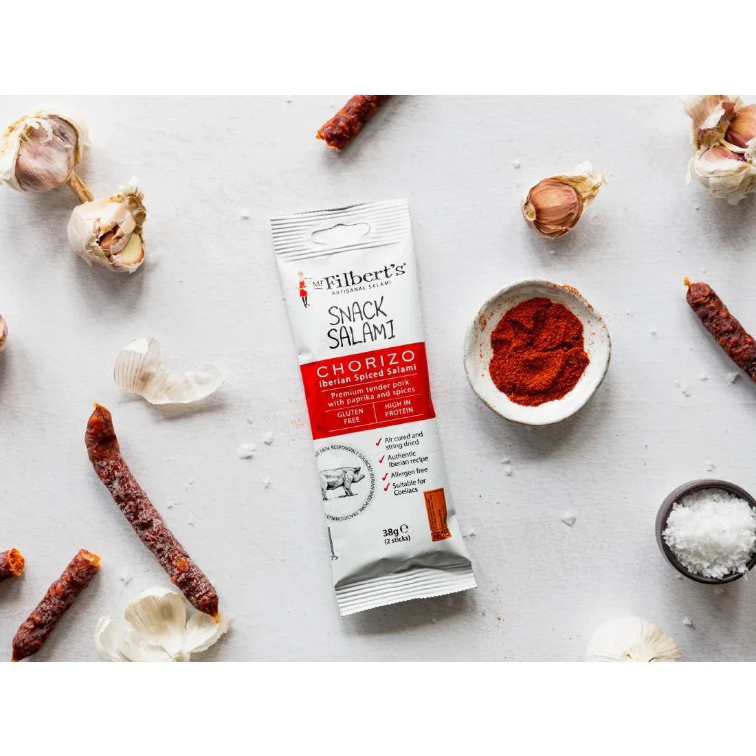 FU485 Mr Filbert's Snack Salami Chorizo 38g (Pack of 15) - JD Catering Equipment Solutions Ltd