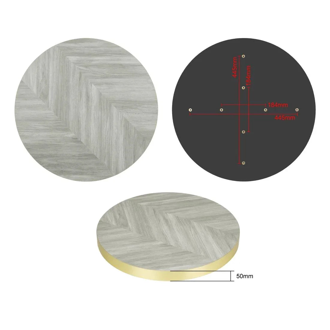 FU511 Bolero Pre-Drilled Round Table Top Chevron Design 600mm - JD Catering Equipment Solutions Ltd