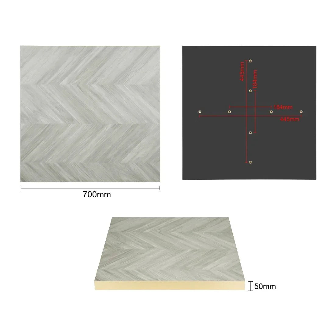 FU512 Bolero Pre-Drilled Table Top Chevron Design 700mm - JD Catering Equipment Solutions Ltd