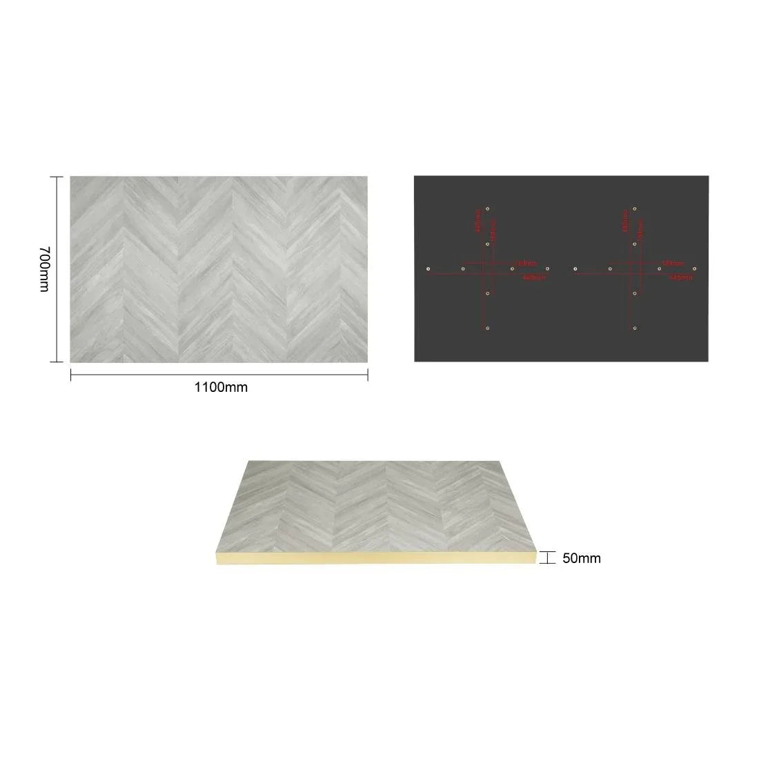 FU513 Bolero Rectangular Table Top Chevron Design 1100mm x 700mm - JD Catering Equipment Solutions Ltd