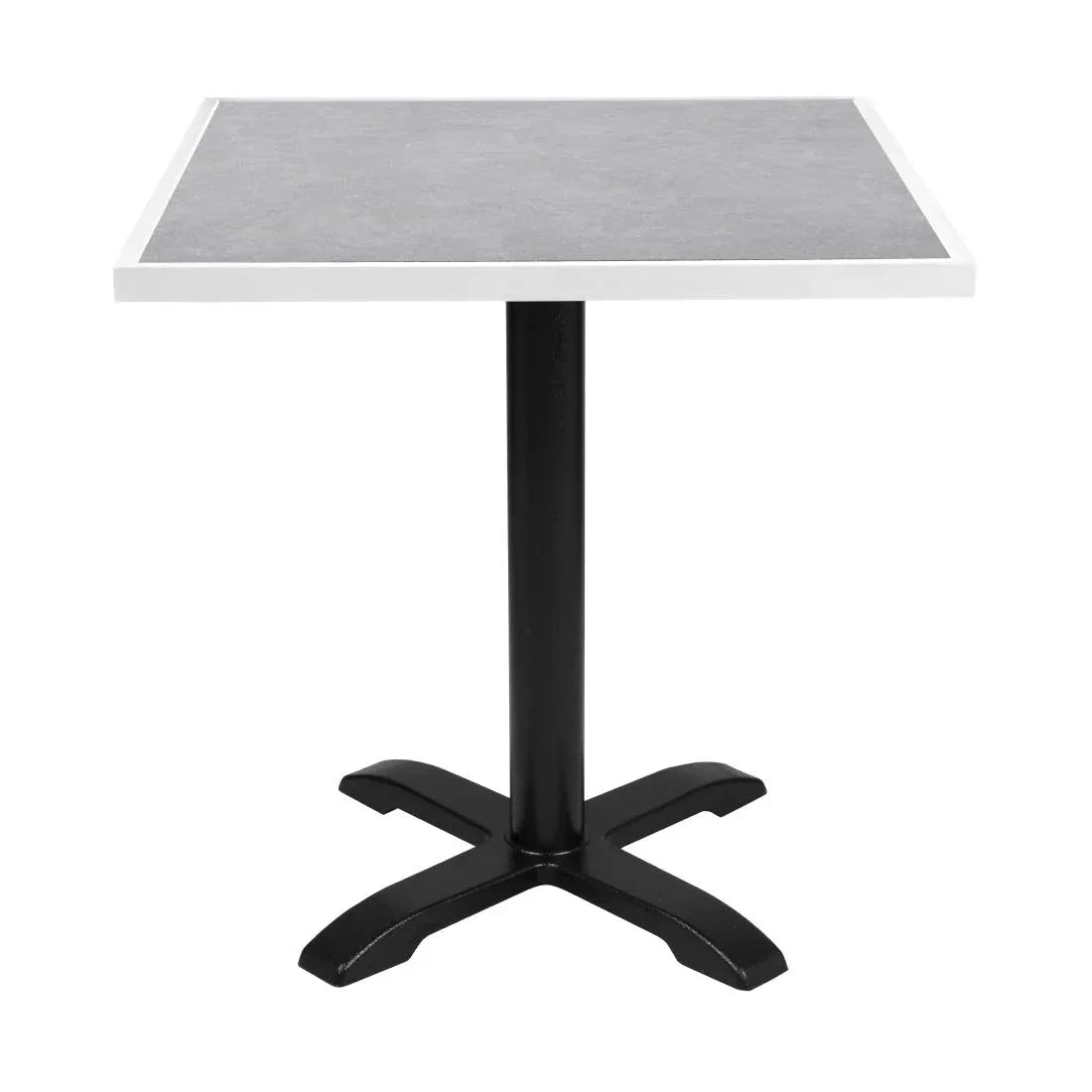 FU514 Bolero Light Grey Stone Effect Outdoor Tempered Glass Table Top White Trim 700mm - JD Catering Equipment Solutions Ltd