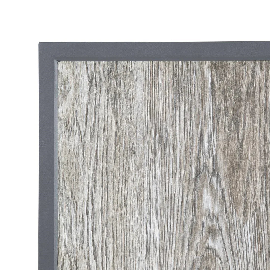 FU515 Bolero Wood Grain Effect Outdoor Tempered Glass Table Top Grey Trim 700mm - JD Catering Equipment Solutions Ltd
