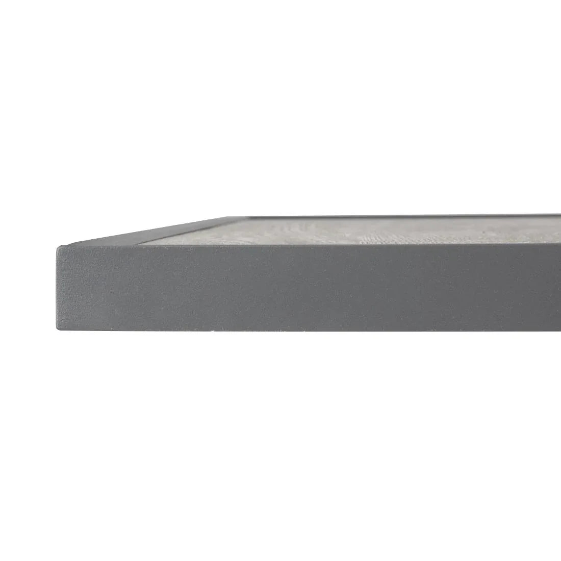 FU515 Bolero Wood Grain Effect Outdoor Tempered Glass Table Top Grey Trim 700mm - JD Catering Equipment Solutions Ltd