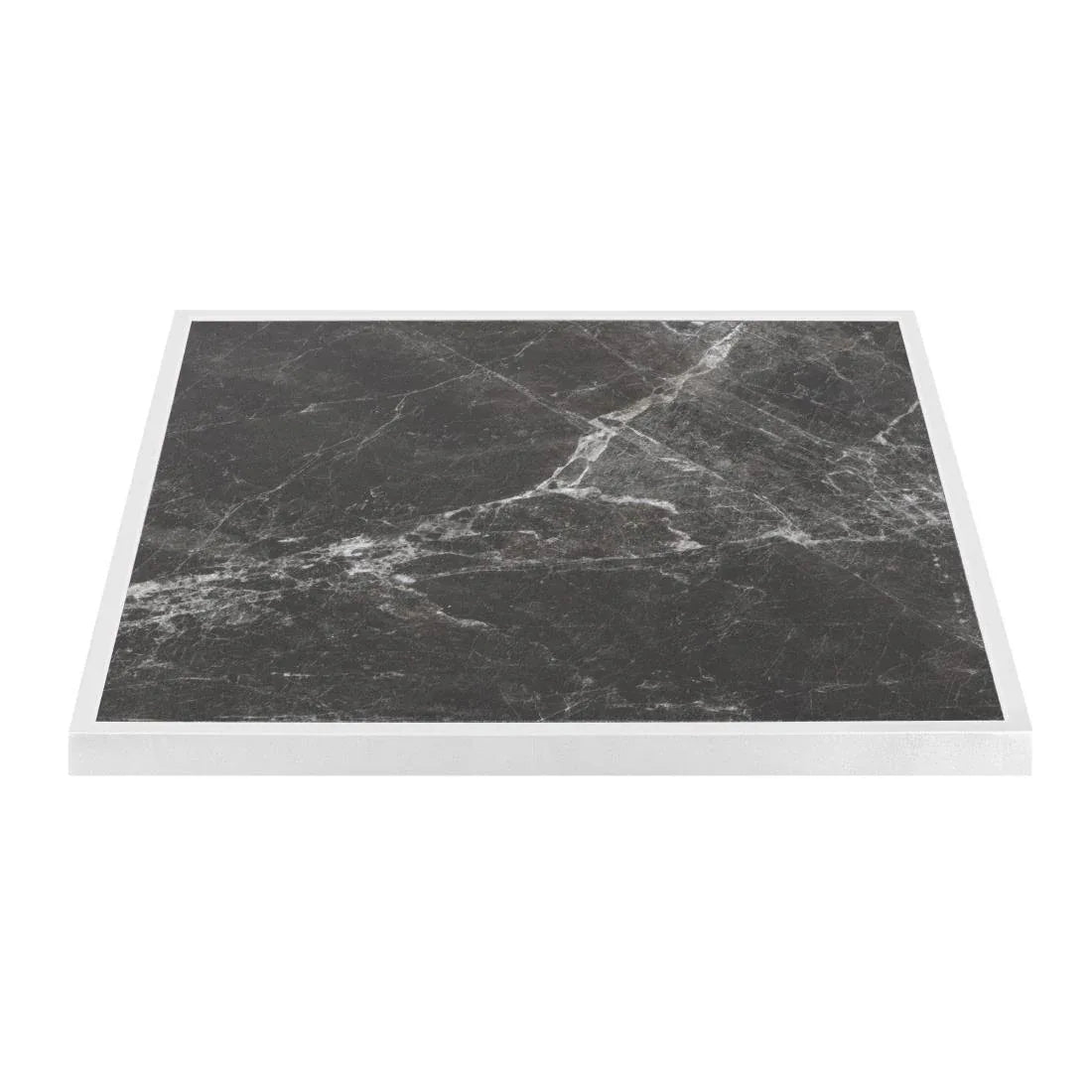 FU516 Bolero Dark Granite Effect Outdoor Tempered Glass Table Top White Trim 700mm - JD Catering Equipment Solutions Ltd