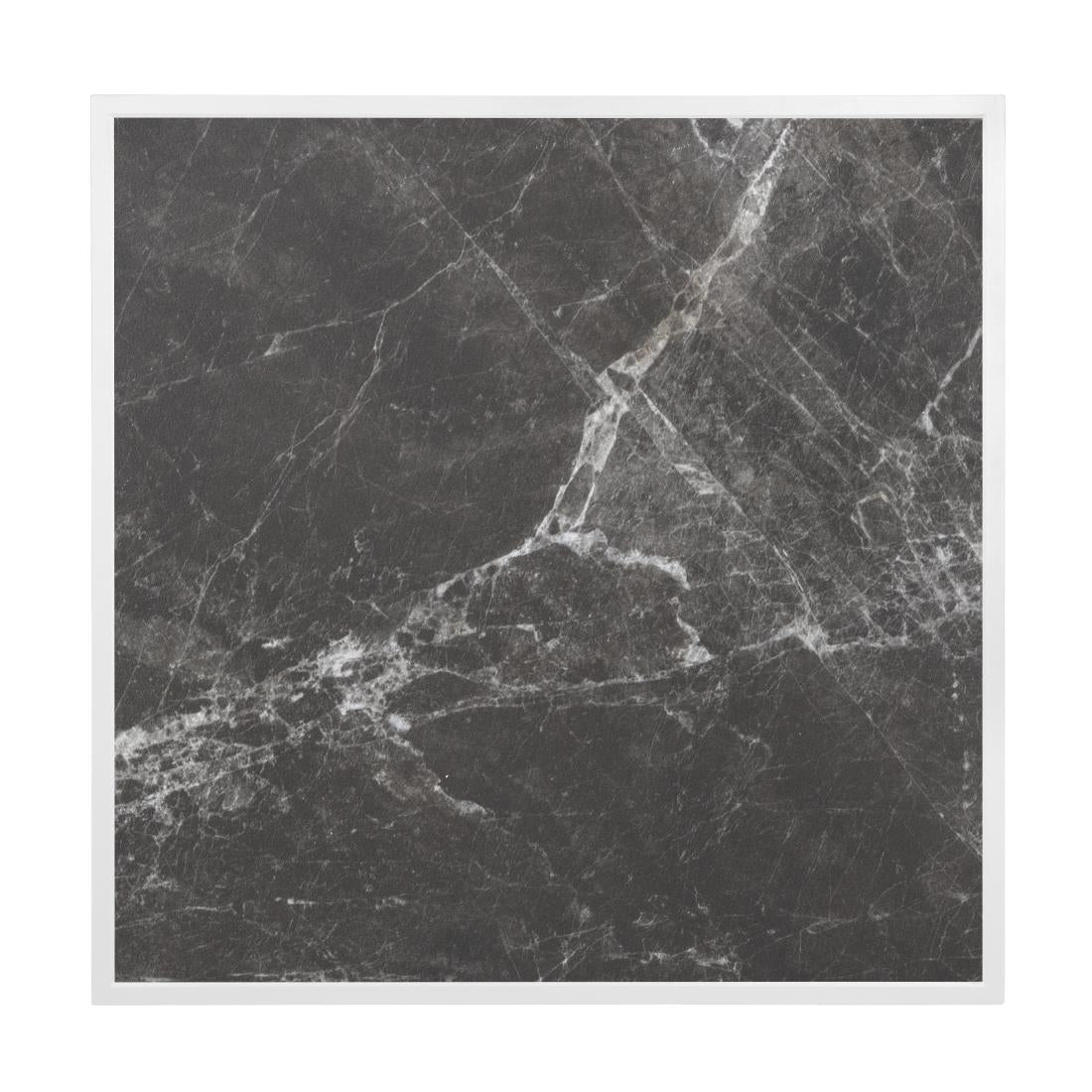 FU516 Bolero Dark Granite Effect Outdoor Tempered Glass Table Top White Trim 700mm