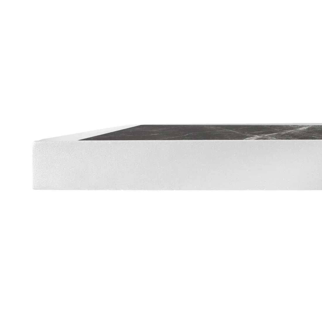 FU516 Bolero Dark Granite Effect Outdoor Tempered Glass Table Top White Trim 700mm - JD Catering Equipment Solutions Ltd